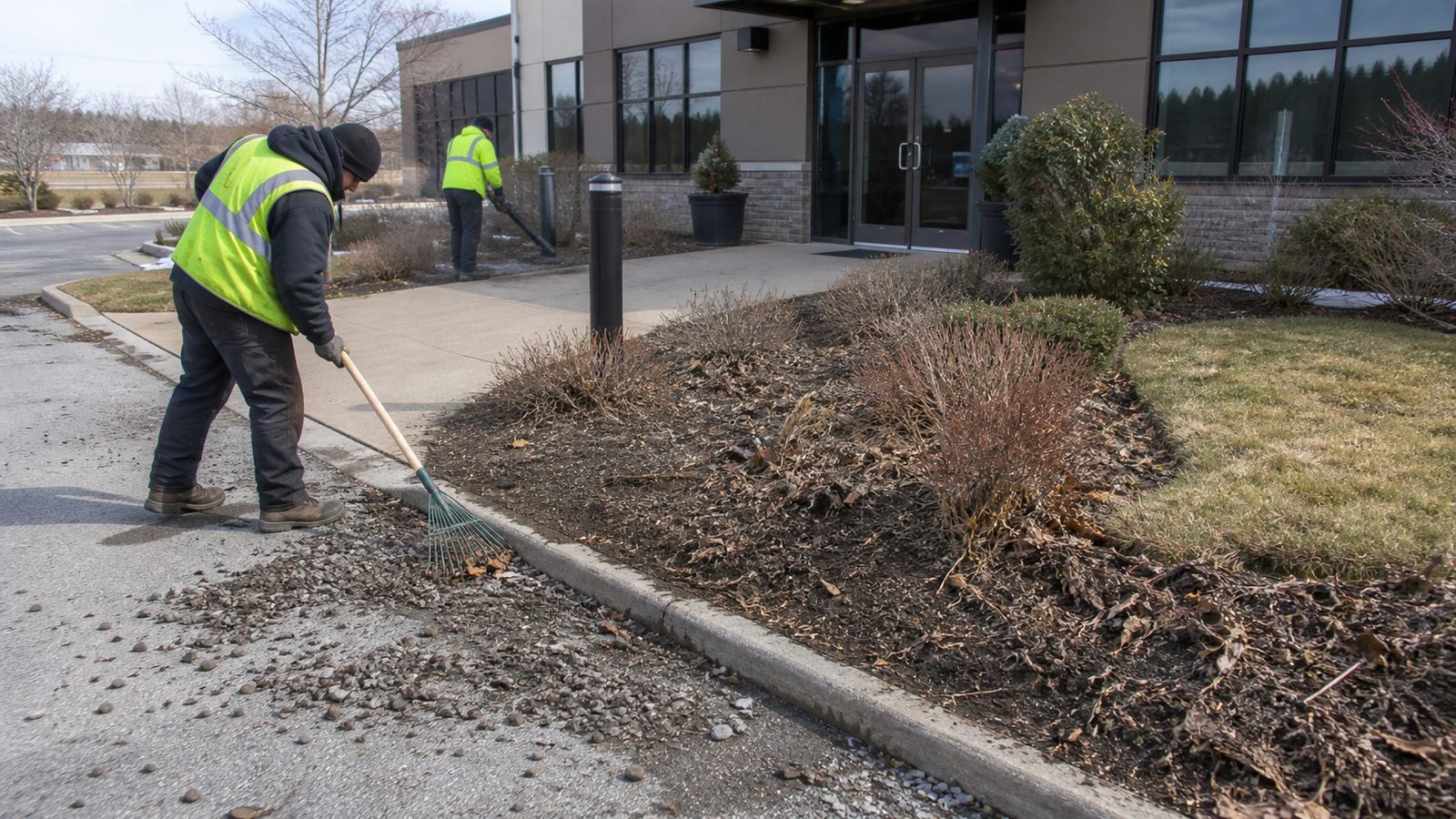 Removing winter debris is the first visible step in a spring reset.